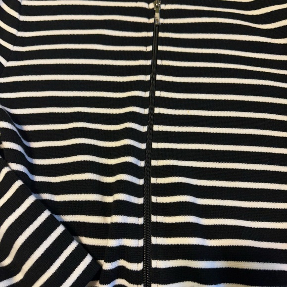 Chaps Black & White Striped Career Cardigan Sweater Zip Front Size Large NWOT - Picture 10 of 11
